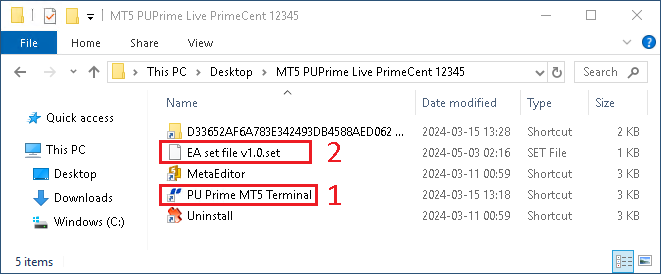 Important folders - MT5 Desktop shortcut