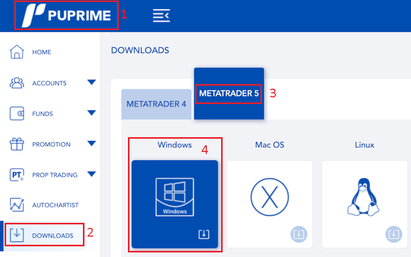 Download MetaTrader from the broker website