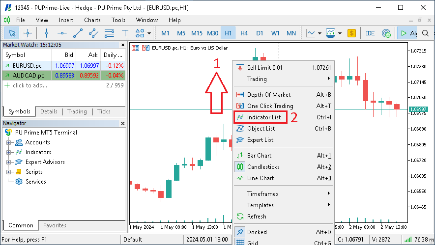 Use MetaTrader - Indicator Edit Settings 01
