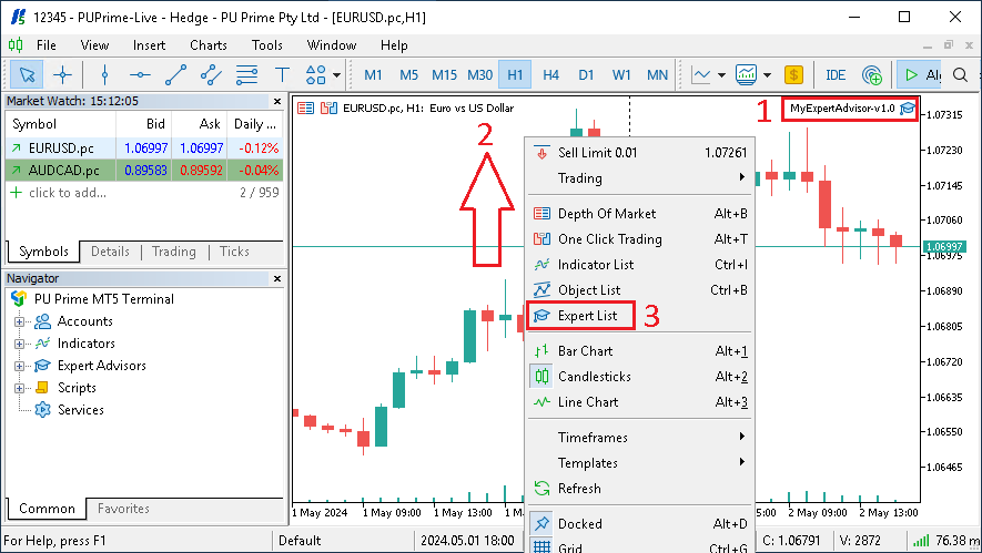 Utiliser MetaTrader - Expert Advisor Modifier les paramètres 01