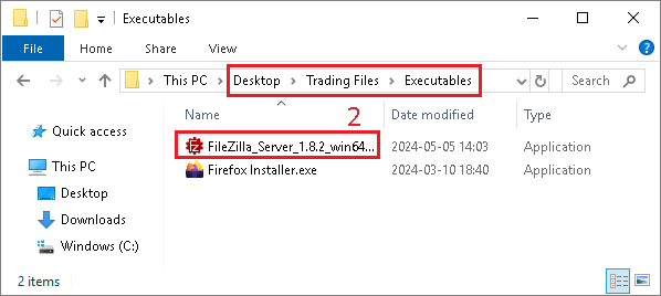Installer FileZilla Server - Image 1