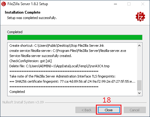 Installer FileZilla Server - Image 11